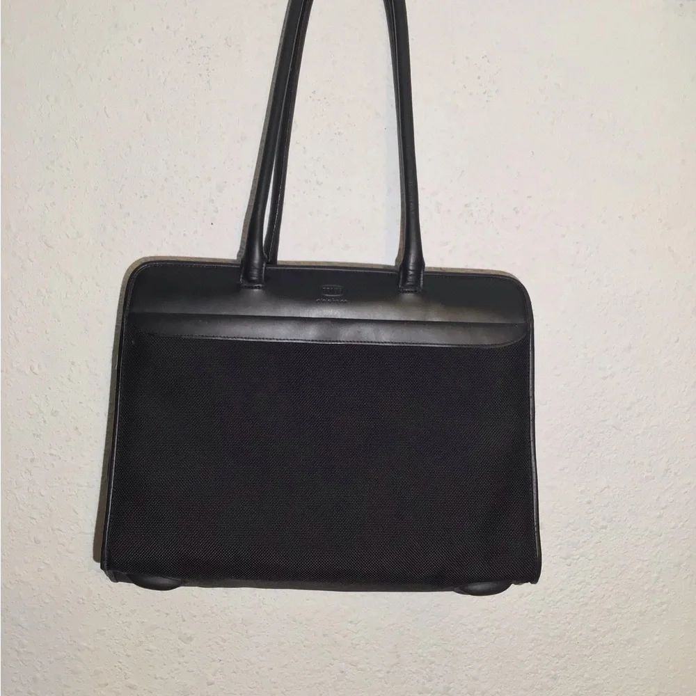 Bric’s black nylon/leather laptop shoulder bag